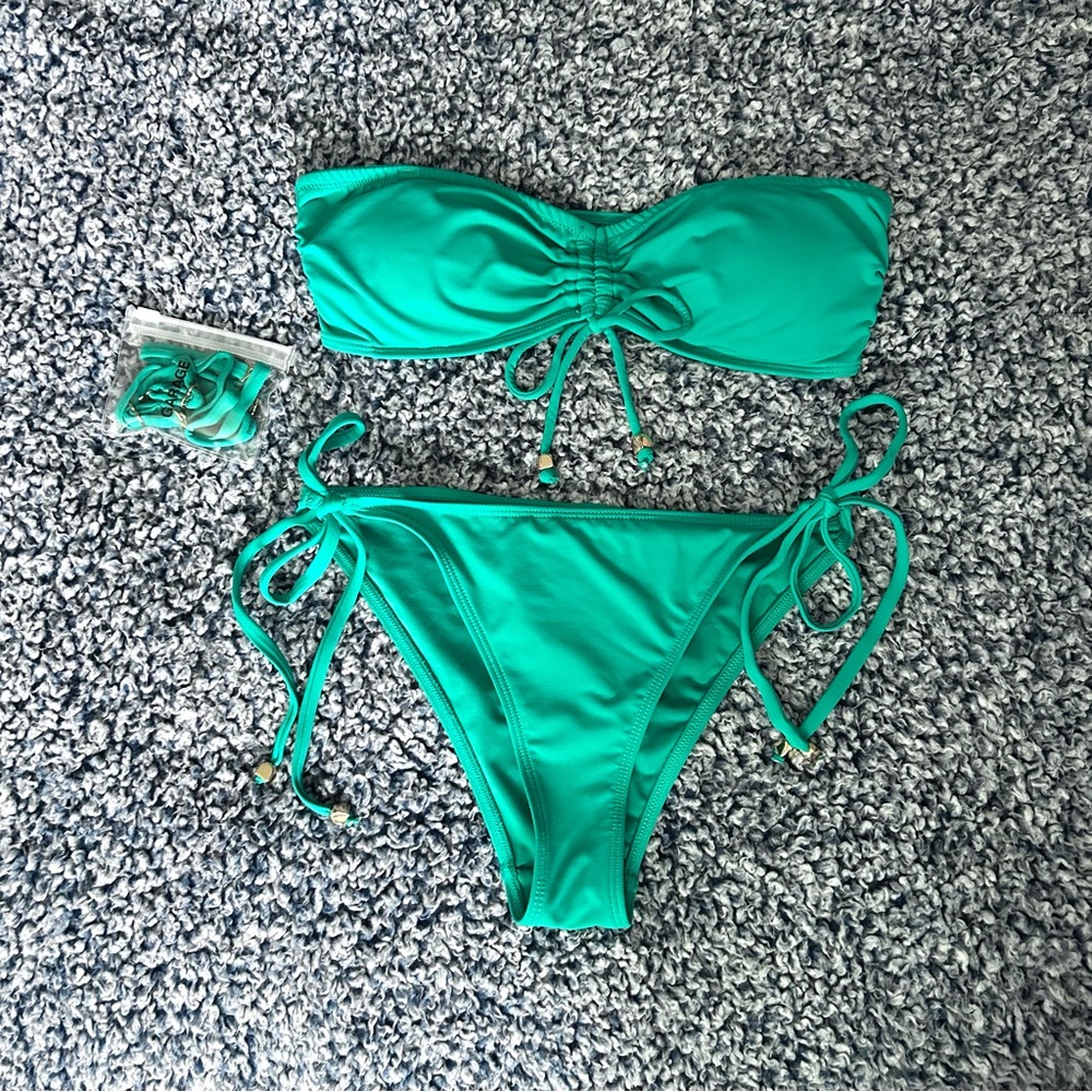 Green bandeau bikini set